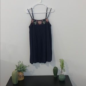 Navy blue flower embroidered flower dress